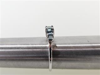14K White Gold APX 3/4 CTW Princess Blue Diamond Ring Sz 8.5